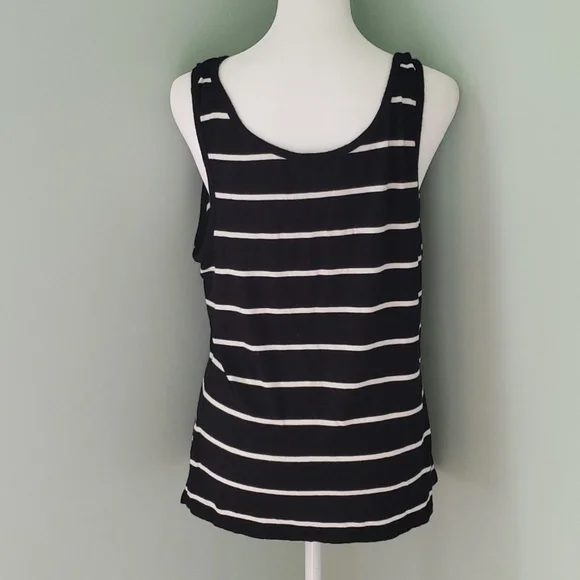 bebe rhinestone classic iconic tank top black white stripe - Picture 3 of 4